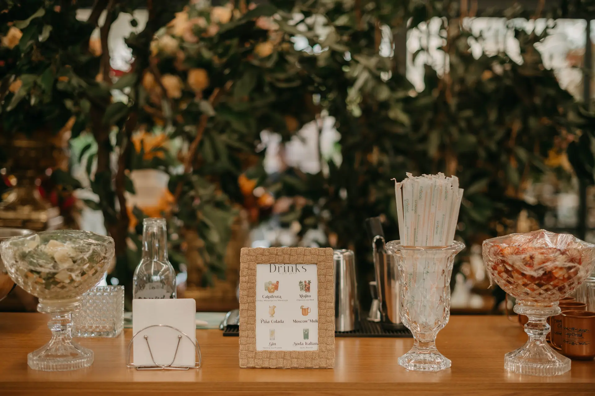 Menu de drinks personalizado do casamento