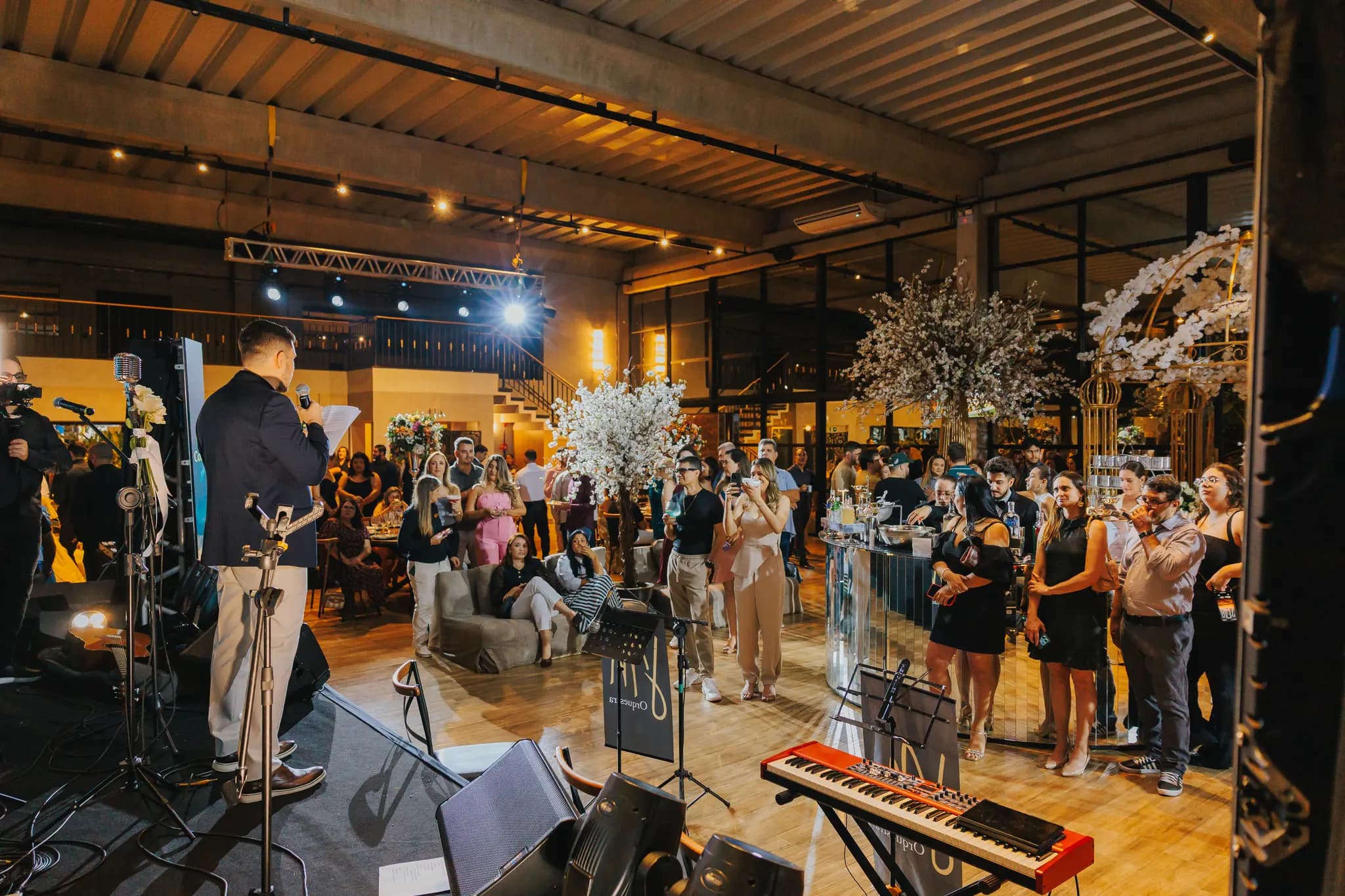 Ambiente do Espaço Coral montado para evento corporativo em Batatais SP